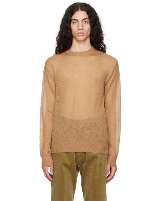 Auralee Multicolor Tan Crewneck Sweater for men