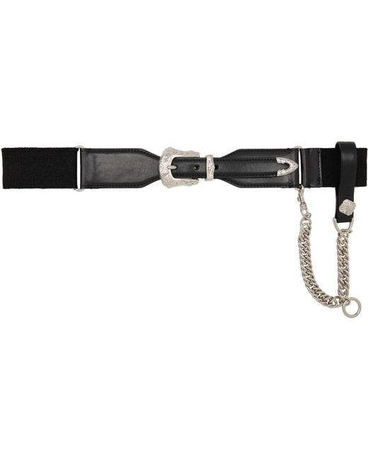 Toga Black Leather Chain Belt