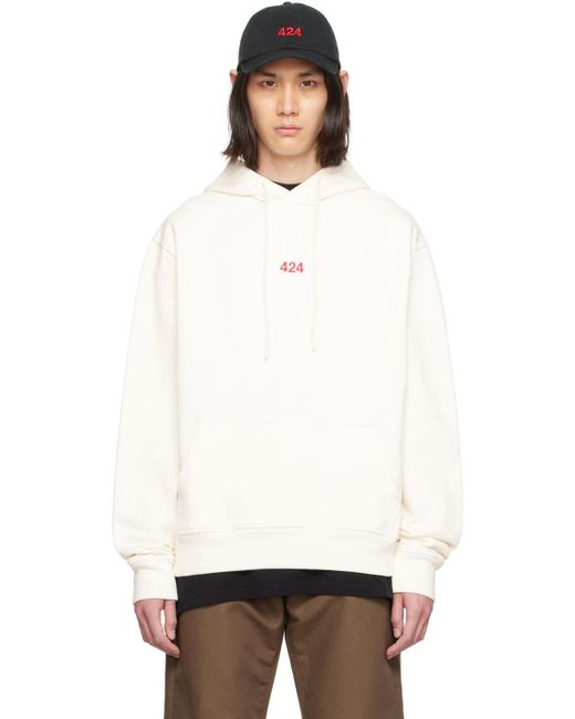 424 White Embroide Hoodie for men