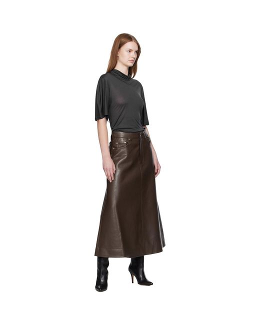Nanushka Brown Cintia Regenerated Leather Maxi Skirt