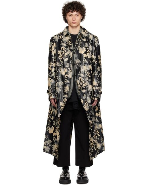 Comme des Garçons Black Printed Faux-Leather Coat for men