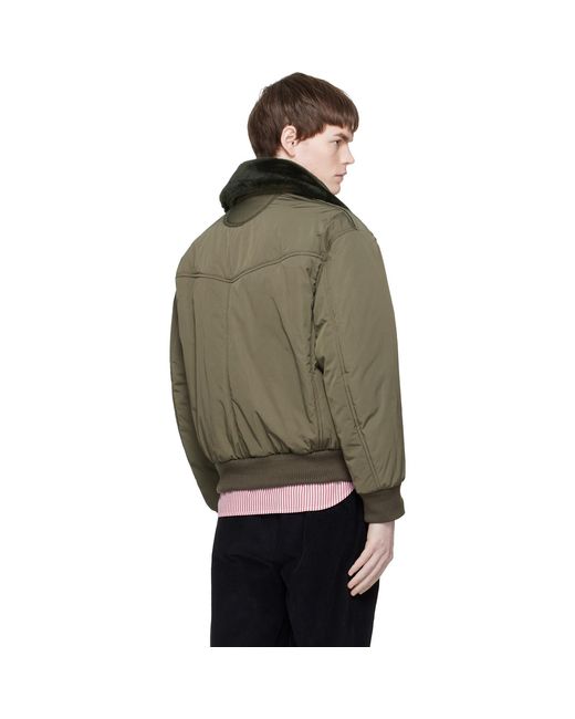 Commission Green Khaki Midtown Nylon Bomber Jacket for men