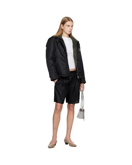 HOMMEGIRLS Black Nylon Bomber Jacket