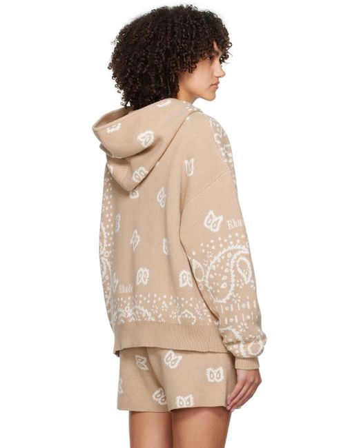 Pull à capuche à motif graphique en tricot jacquard Rhude en coloris Natural