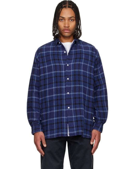 Nanamica Heavy Flannel Shirt in Blue for Men | Lyst UK