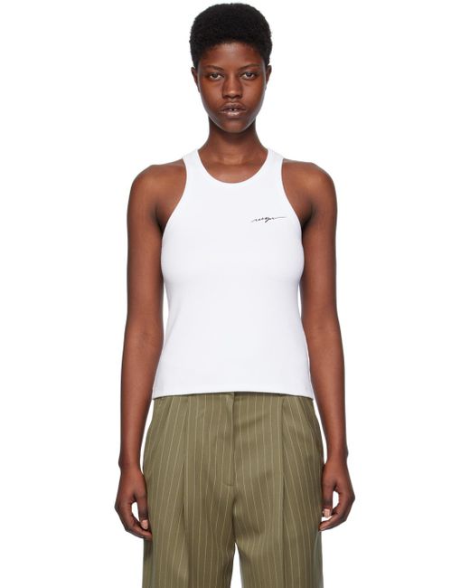 MSGM Brown White Embroidered Tank Top