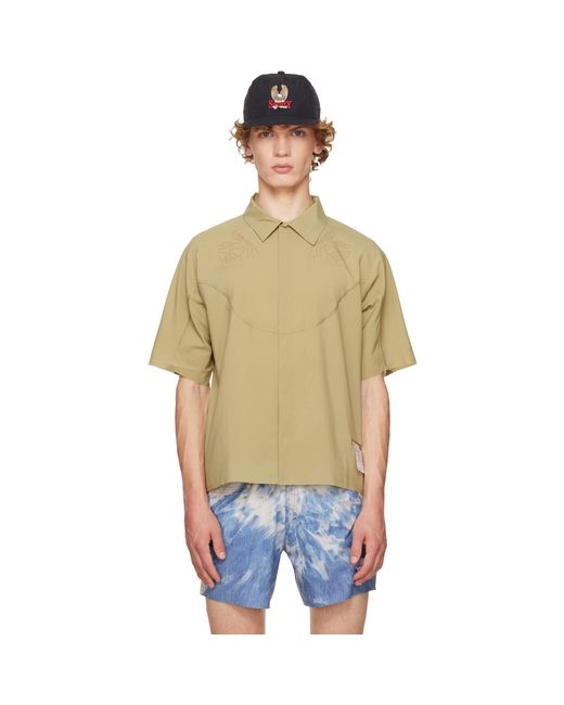 Satisfy Green Khaki Peaceshell River Short Sleeves Shirt for men
