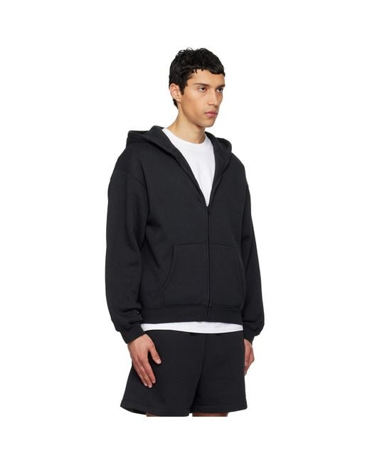 Skims Black Fleece Lounge Relaxed Zip Up Hoodie for men