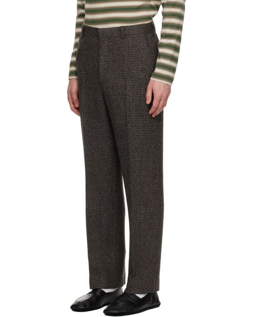 Auralee Black Alpaca Wool Silk Tweed Trousers for men