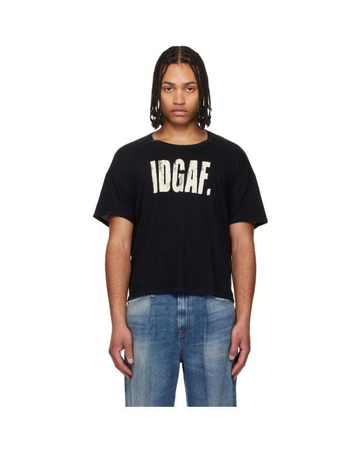 R13 Black 'I Don'T Give A F' Relaxed T-Shirt for men