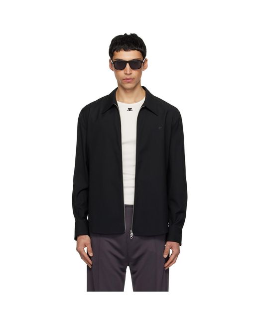 Courreges Black Zipped Twill Shirt Jacket for men