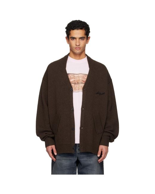 Acne Black Wool V-Neck Cardigan for men