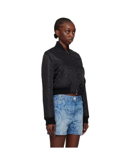 Versace Black Cropped Bomber Jacket