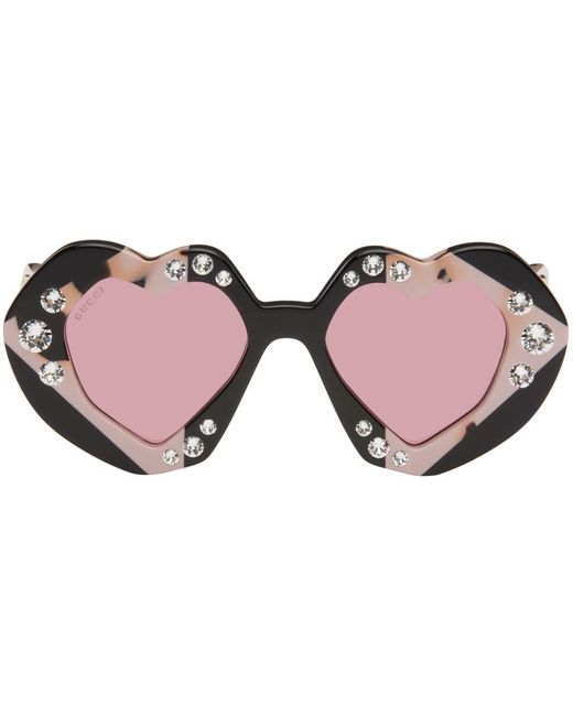 Gucci Black & Pink Heart Sunglasses for men
