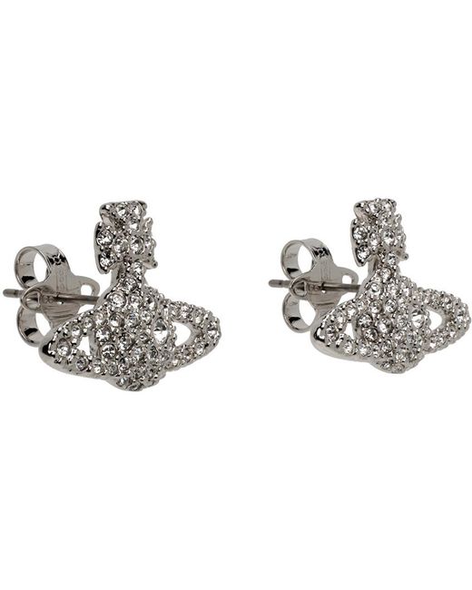 Vivienne Westwood Black Silver Grace Bas Relief Stud Earrings for men