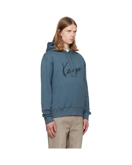KENZO Blue Paris Signature' Hoodie for men
