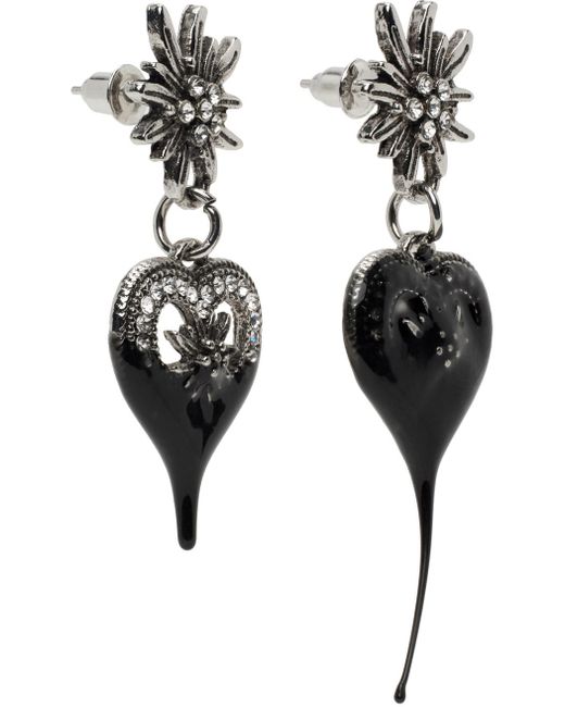 OTTOLINGER Black Dipped Flower Heart Earrings for men