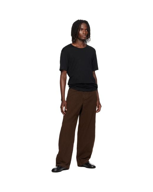 Lemaire Black Scoop-Neck T-Shirt for men