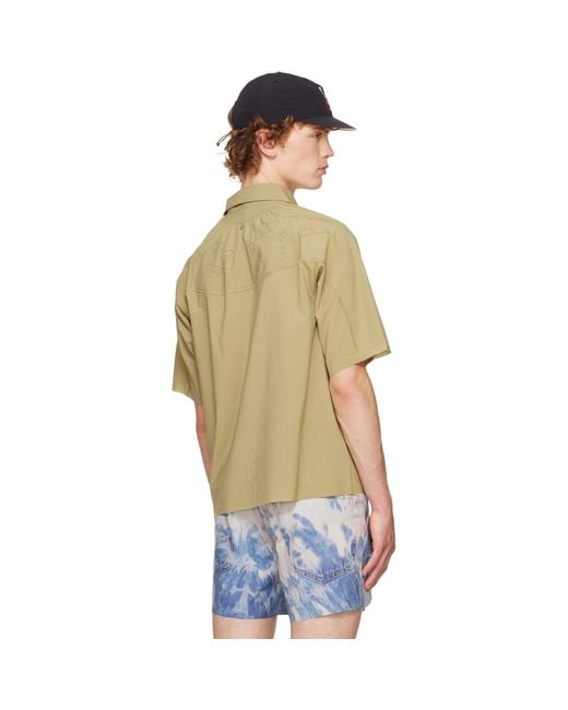 Satisfy Green Khaki Peaceshell River Short Sleeves Shirt for men