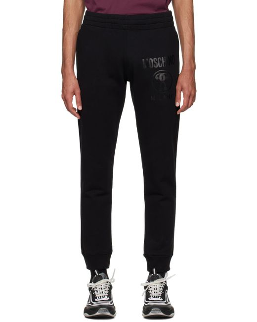 Moschino Black Double Question Mark Sweatpants for men