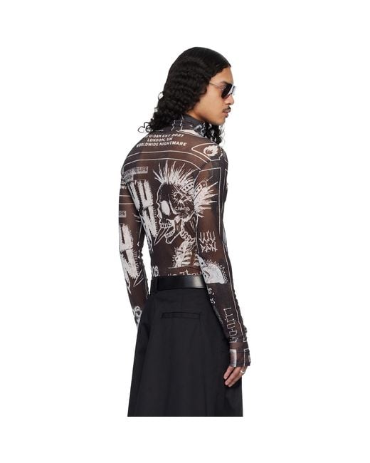 Lu'u Dan Black Masked Mesh Top for men