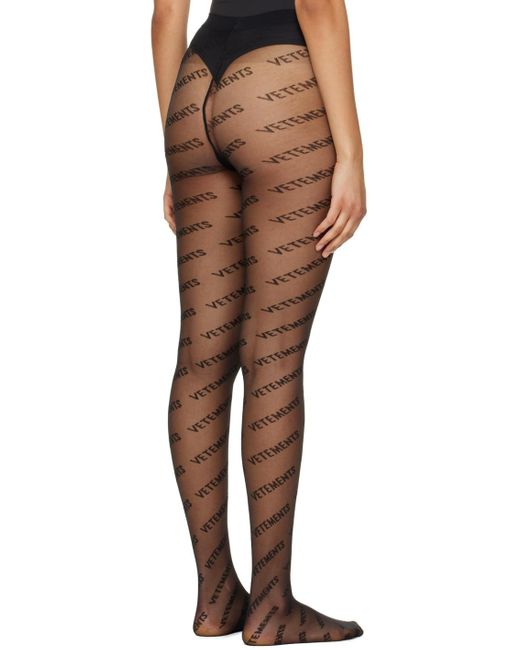 Vetements Black Wolford Edition Monogram Logo Tights