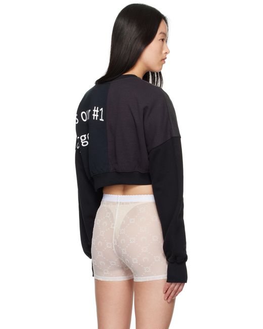 MARINE SERRE Black Regenerated Graphic Sweatshirts Cropped Sweatshirt