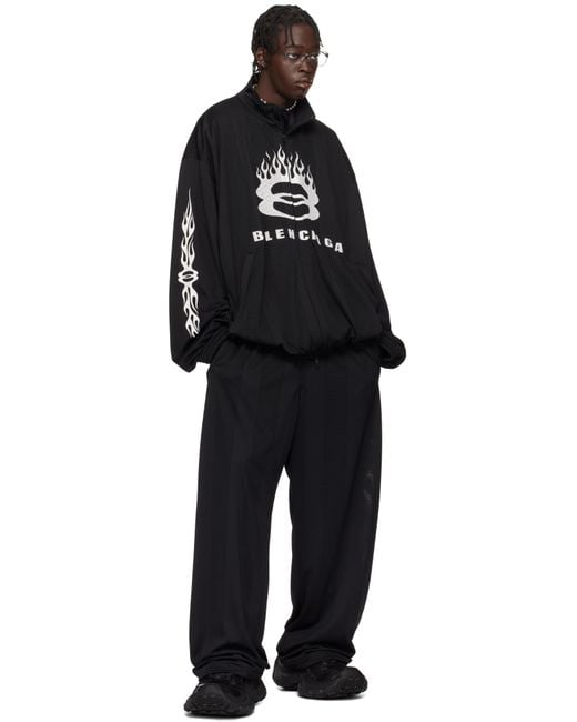 メンズ Balenciaga ブラック ストライプ メッシュ バギー トラック