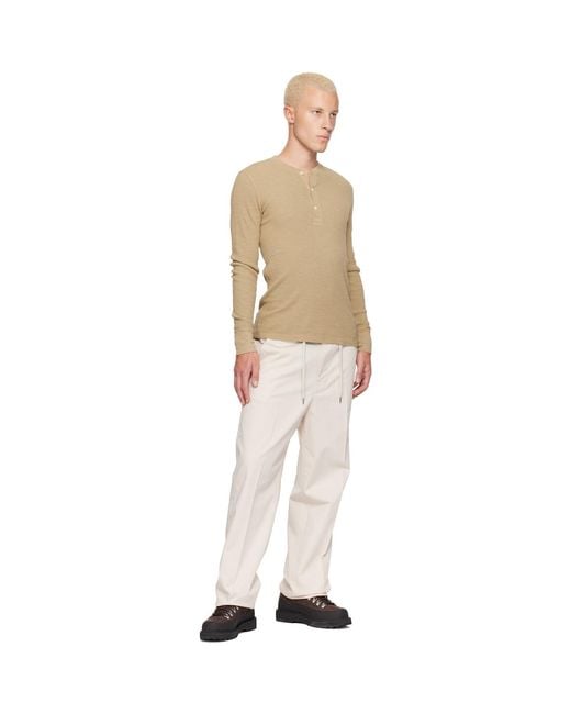 Moncler Natural Off- Tailored Cotton Trousers for men