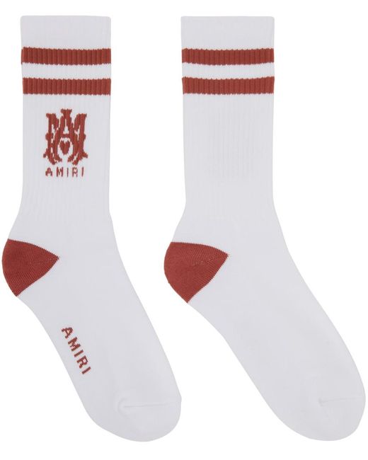 Amiri White Ma Stripe Socks for men