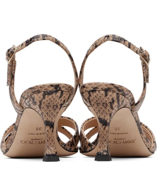 Jimmy Choo Metallic Taupe Elsy 70 Kigali Snake Printed Heeled Sandals