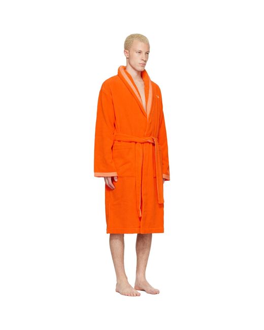 Versace Orange Cotton-terry Jacquard Bathrobe for men