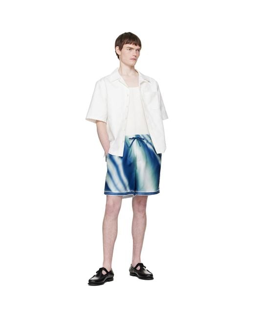 Casablanca Blue The Art Of The Serve Silk Shorts for men