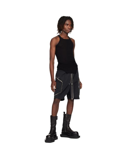 Rick Owens Black Temple Basic Rib Tank Top for men