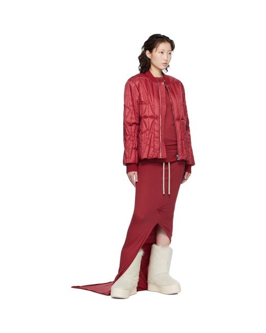 Rick Owens Red Moncler + Adjustable Maxi Skirt