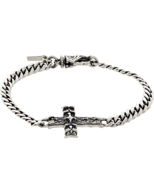 Emanuele Bicocchi Black Chain Notre-Dame Cross Bracelet for men