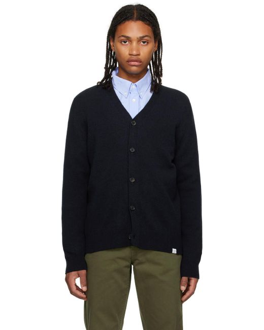 Norse Projects Black Navy Adam Cardigan for men