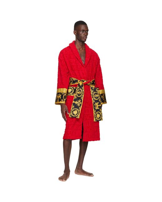 Versace Red 'i Heart Baroque' Bathrobe for men