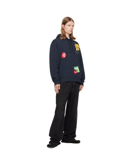 MM6 by Maison Margiela Blue Cotton Hoodie for men
