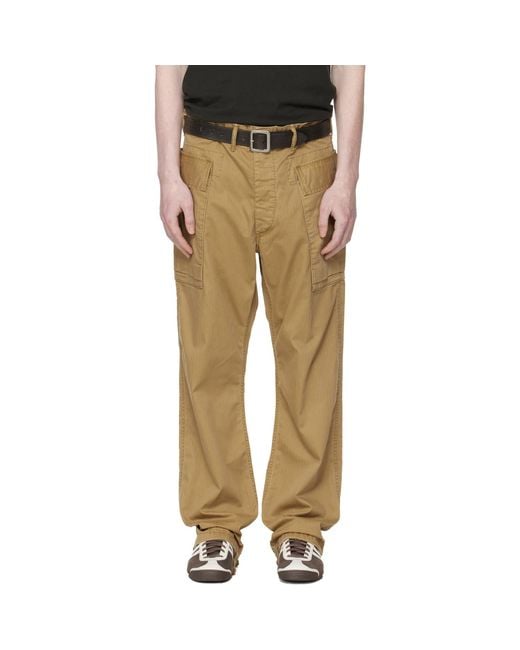 RRL Green Tan Herringbone Twill Cargo Pants for men