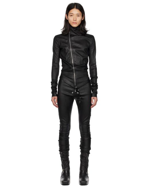 Rick Owens Black Gary Leather Jumpsuit for men