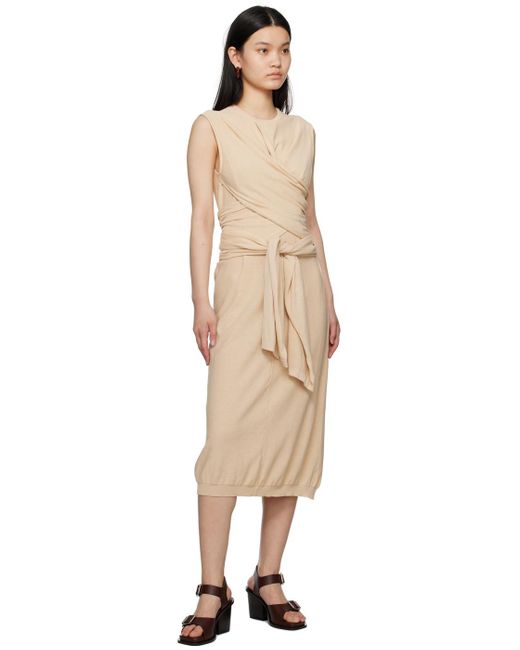 Lemaire Black Beige Knotted Midi Dress