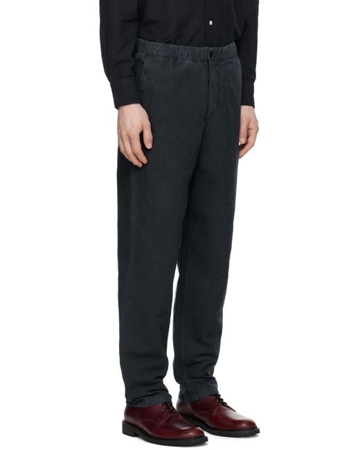 Norse Projects Black Ezra Relaxed Cotton Linen Trousers for men