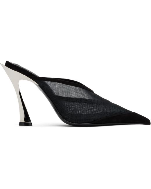 Mugler ブラック Fang 95 メッシュ ミュール Black