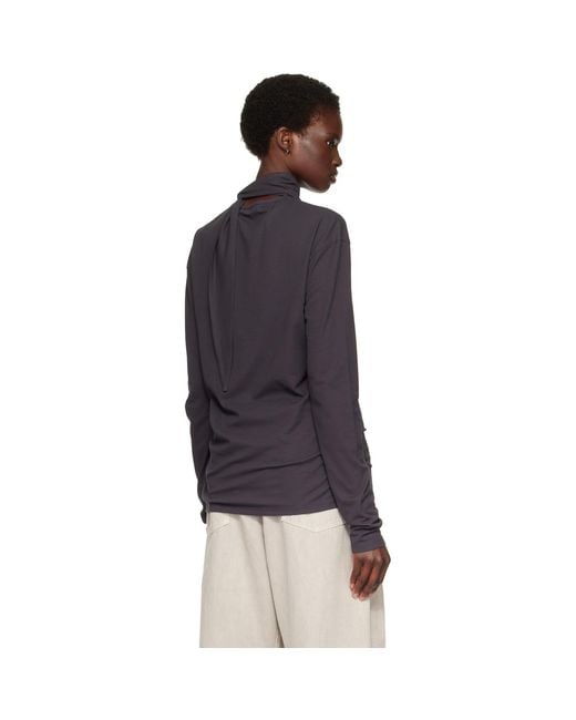 Lemaire Blue Long-Sleeve Scarf T-Shirt