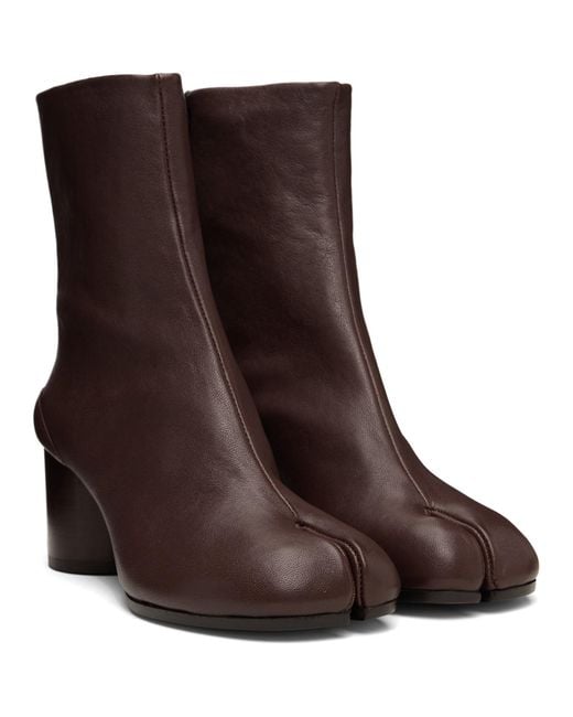 Maison Margiela Brown Burgundy Tabi Ankle Boots