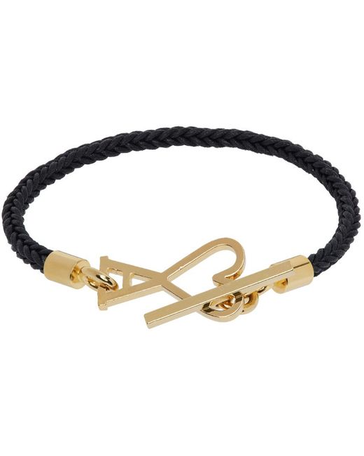 Bracelet noir et doré en cordelette à ferrure à logo ami de cœur AMI en coloris Black