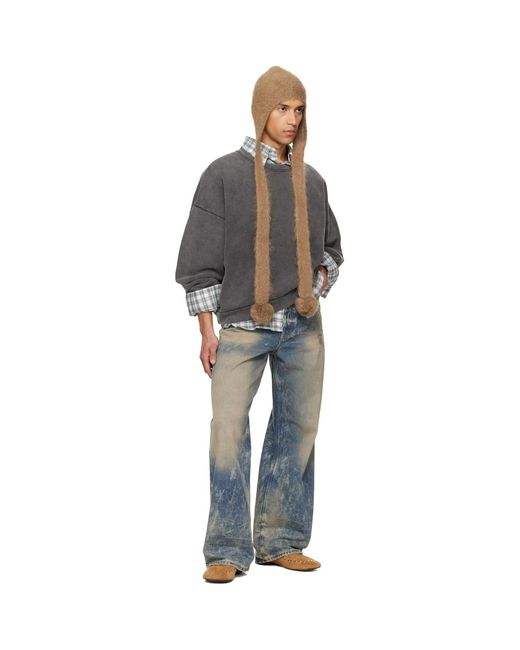 Acne Gray Sweater Logo Patch Sweatshirt for men
