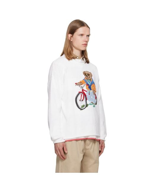 Polo Ralph Lauren White Polo Bear Bike Sweater for men
