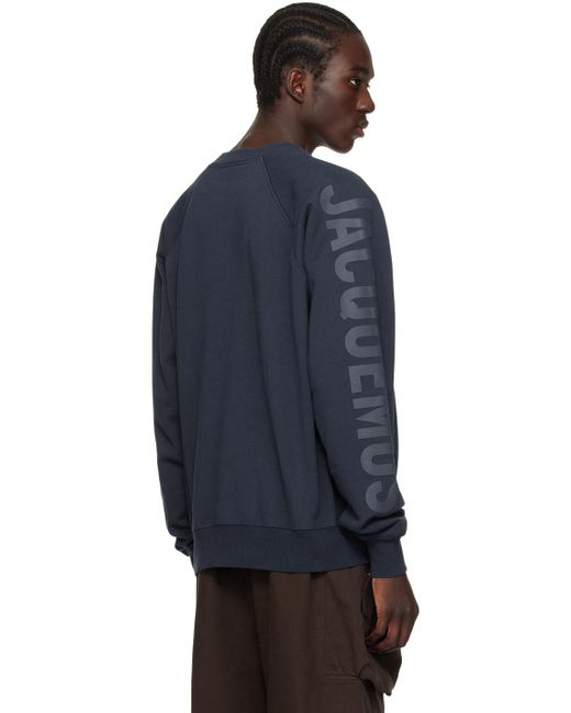 Pull molletonné 'le sweatshirt typo' bleu marine - les classiques Jacquemus pour homme en coloris Blue